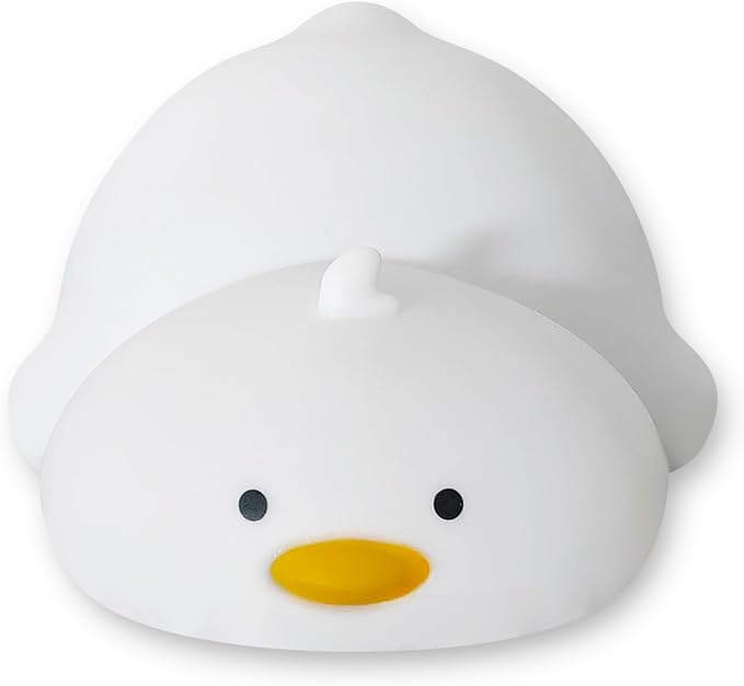 Night Light for Kids, Rechargeable Dimmable Silicone LED Nightlight with 7 Colors, Baby Nursery Night Lamp, Touch Squishy Lamp, Cute Gifts for Girls, Boys, Toddler Room Decor, Lying Duck