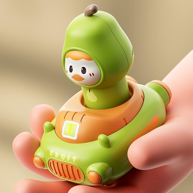 4 Pack Press and Go Cars Toys for Toddlers 1-3, 1-2 Year Old Baby Racing Cars, Infant Play Vehicle Set, Push Go Friction Car Toys for 6-9-12-18-24 Month, 1st Birthday Gifts for Boys Girl (Fruit)