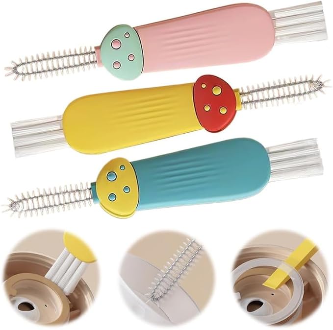 3 in 1 Multifunctional Cup Lid Cleaner, Crevice Cleaning Brush Set for Baby Bottle and Tight Spaces