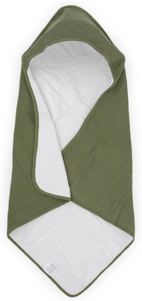 Little Unicorn Premium Infant Hooded Bath Towel| Soft & Absorbent Cotton & Terry Fabric for Newborns (Fern)