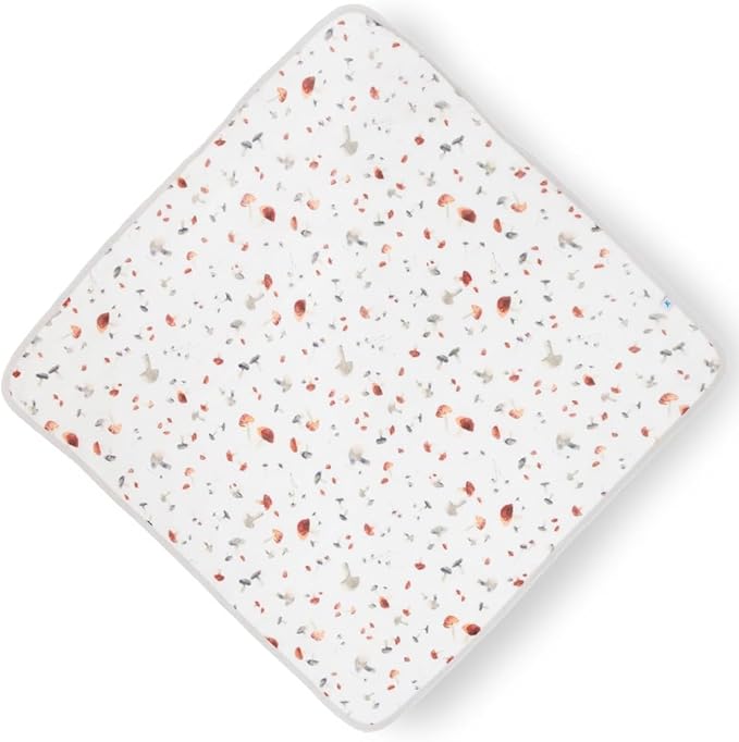 Little Unicorn Premium Infant Hooded Bath Towel| Soft & Absorbent Cotton & Terry Fabric for Newborns (Mushrooms)