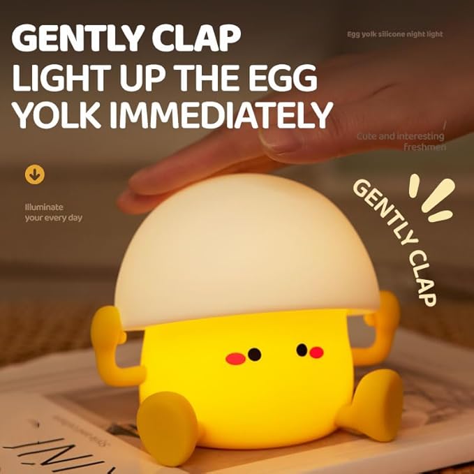 LED Egg Night Light, 3 Level Dimmable Nursery Decor, Cute Lamp Silicone Squishy Light, Rechargeable Bedside Touch Lamp for Breastfeeding Toddler Baby Kids Decor