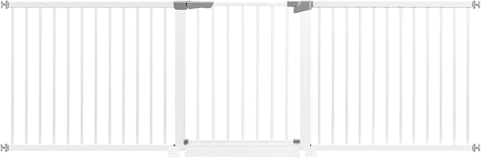 (85-100 inches Width) Large Baby Gate for Stairs, Doorways, Extra Wide Baby Gate Indoor, Metal, Durability Dog Gates for The House White, Auto Close Safety Child Gate, Pet gate.