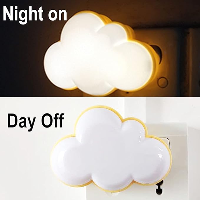 AUSAYE 4Pack LED Sensor Night Lights Plug Into Wall Lamp Cloud Night Light Cute Night Light for Adults Kids Bedroom,Bathroom,Toilet, Stairs, Kitchen,Hallway Corridor Yellow Base