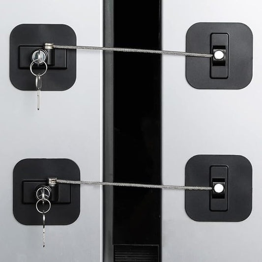 Fridge Lock,2 Pack Refrigerator Locks with Keys,Freezer Lock and Child Safety Cabinet Lock,Black Fridge Lock