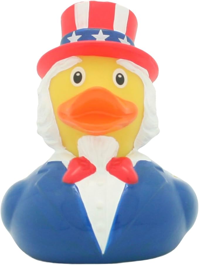 Patriotic Rubber Duck Bath Toy, Stars and Stripes Design, Red White Blue, 3 inches