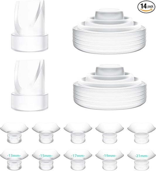 Wearable Breast Pump Replacement Set, 2PCS Duckbill Valves, 2PCS Diaphragms & 10PCS Flange Inserts, Compatible with Momcozy M5 (Not Original)