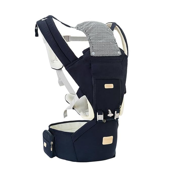 Sharth Baby Carrier with Hip Seat, 6-in-1 Convertible, Adjustable, Ergonomic Baby Carrier for Newborn to Toddler, Front and Back Carry, 0–36 Months, 7–41 lbs, All Seasons, Dark Blue