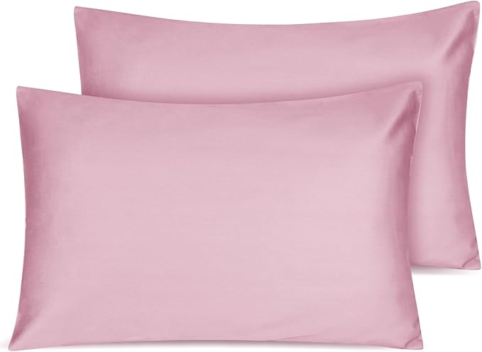Organic Cotton Toddler Pillowcase 2 Pack, 14 x 20 Travel Pillow Case Cover for Babies, Kids, Boys and Girls, Soft and Breathable Small Pillow Cases with Envelope Closure, Lotus Pink