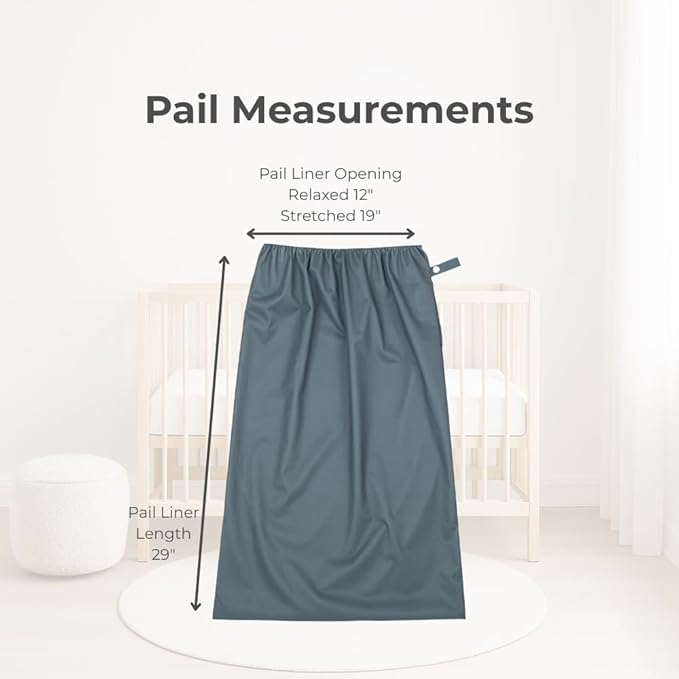 Nora's Nursery Pail Liner for Cloth Diapers - Reusable and Washable - Fits all Standard Diaper Pails - Waterproof Pail Liner with Strap for Diaper Pails, Laundry & Kitchen Garbage Cans (Forest - 2 Pk)