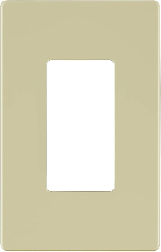 LIDER Matte Finish Decorator Switch Cover, Screwless Wall Plate, Mid-Size 1-Gang 4.88" x 3.11", Unbreakable Polycarbonate Thermoplastic, UL Listed, LSWP-31M-I, Ivory