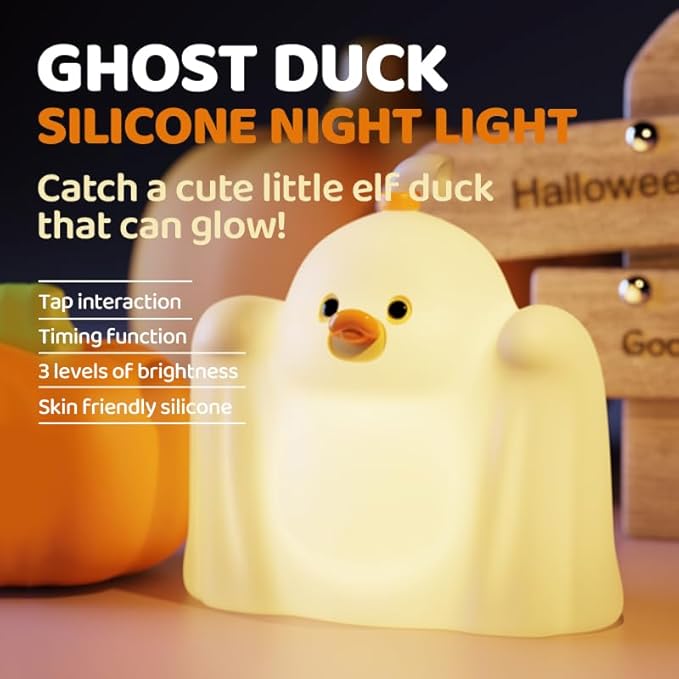 LED Duck Night Light, 3 Level Dimmable Nursery Decor, Cute Lamp Silicone Squishy Light, Rechargeable Bedside Touch Lamp for Breastfeeding Toddler Baby Kids Decor