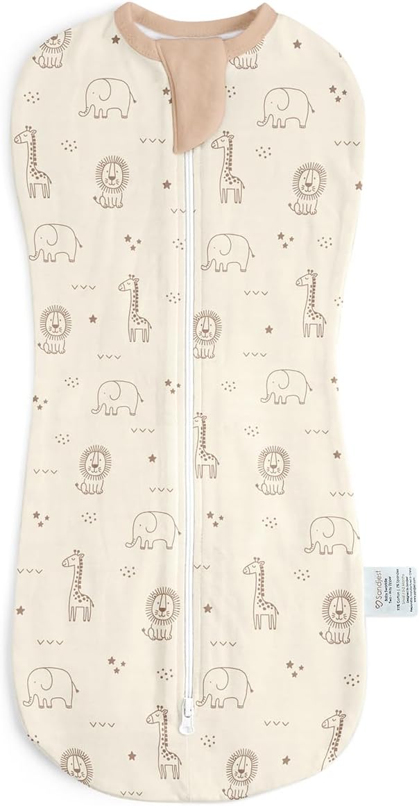 SANDJEST Baby Swaddle 0-2 Months, Cotton Arm-in Zipper Sleep Sack, Wearable Blankets Wrap for Newborn Infant Girls and Boys (Woodland Animal, Pack of 1)