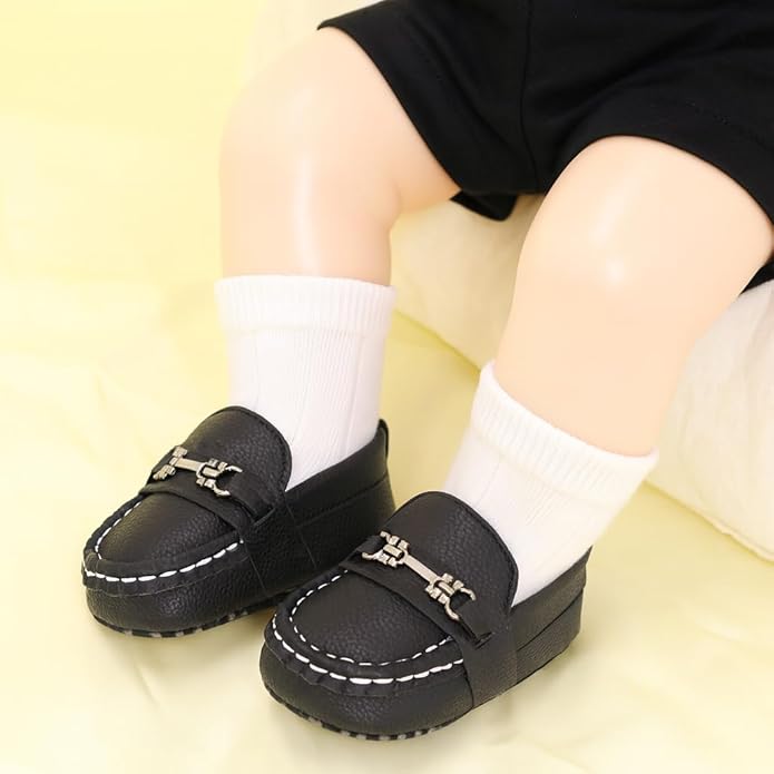 LONSOEN Baby Girls Boys Loafers Prewalker Dress Crib Shoes