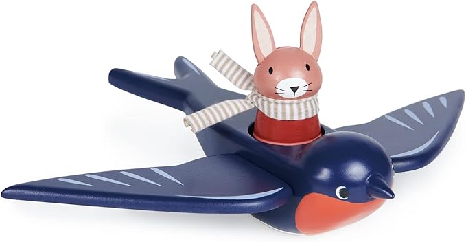 Tender Leaf Toys - Swifty Bird - Solid Wood Bird Toy with Removeable Bunny Character - Open-Ended Play Toy for Toddler Boys and Girls - Explore Role-Play and Imagination - Age 3+