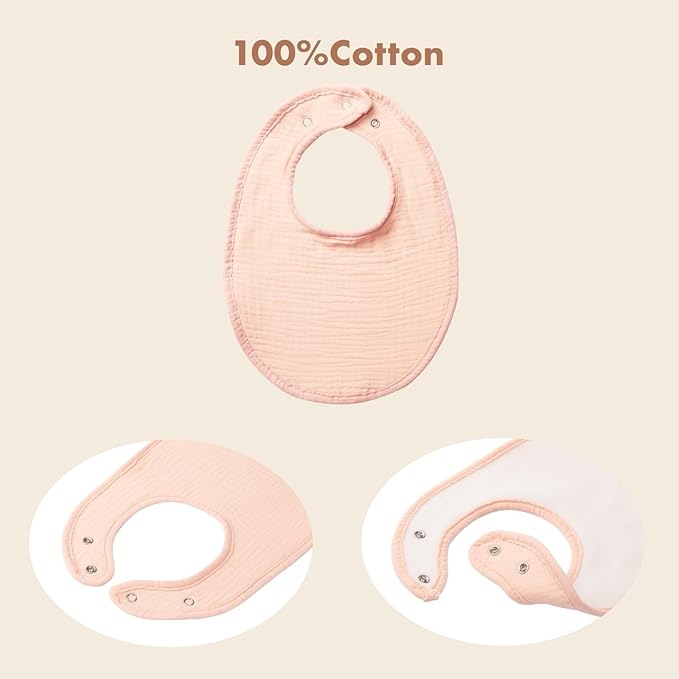 8-Pack Cotton Baby Drool Bibs - Quick-Dry Absorbent Bandana Bibs, Adjustable Snaps for Newborn to 24M