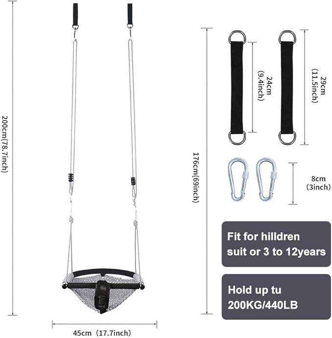 Toddler&2-in-1 Baby Swing - Adjustable Rope Swings Seat for Kids | Indoor & Outdoor Durable Backyard Swing Set for Infants & Toddlers (Gray)