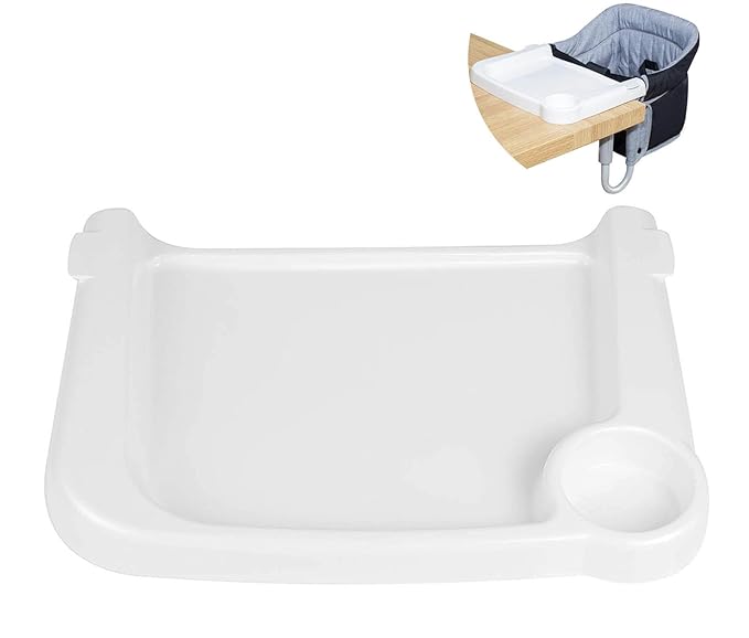 Fast Dining Tray, Indispensable Accessory for Hook on High Chair- Make Meal Easy for Child, Removable Dining Tray - Easy to Carry and Install, Non Slip/Space Saver/Reusable, White