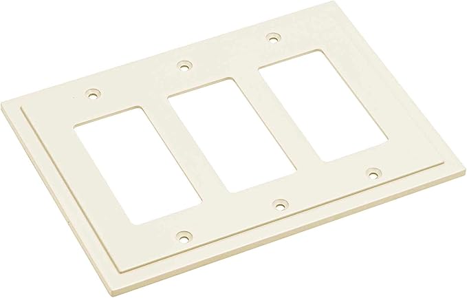 Henne Bery Modern Edge Decorative Wall Plate Switch Plate Outlet Cover, Durable Solid Zinc Alloy (Triple Decorator, Light Almond)