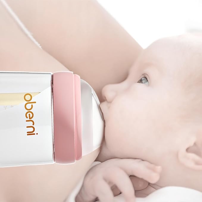 Baby Bottles with Slow Off-Centered Nipple for 0+ Months, Anti Colic Newborn Milk Feeding Bottle, 150ml/5oz/Blue/3Pack