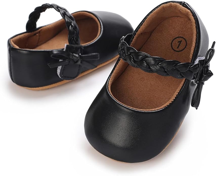 COSANKIM Baby Girls Mary Jane Flats Shoes Anti-Slip Rubber Sole Infant Toddler Princess Wedding Dress Shoes