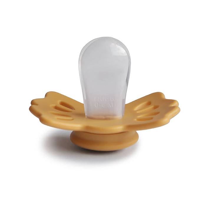 FRIGG Lucky Symmetrical SilkySoft Silicone Baby Pacifier | Made in Denmark | BPA-Free (Honey Gold/Cream, 0-6 Months)