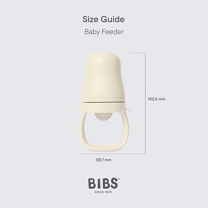BIBS Baby Feeder with 2 Silicone Nipples, Compatible with Freezer Tray, Easy-Grip, BPA-Free - Ideal for Teething & Self-Feeding, 4+ Months - Ivory