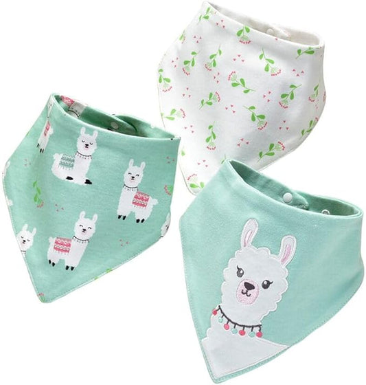 JN&LULU 3 Pack Newborn Baby Bibs Bandana Drool Bibs for Drooling Cotton Baby Gifts
