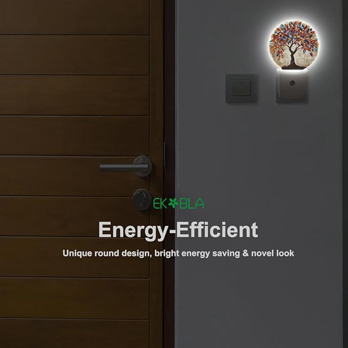 EKOBLA Colored Seasons Tree LED Night Light Tree with Colorful Leaves Dusk to Dawn Plug-in Nightlights Auto Sensor for Home Indoor Bathroom Hallway Kitchen