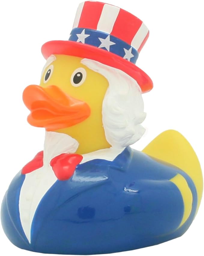 Patriotic Rubber Duck Bath Toy, Stars and Stripes Design, Red White Blue, 3 inches
