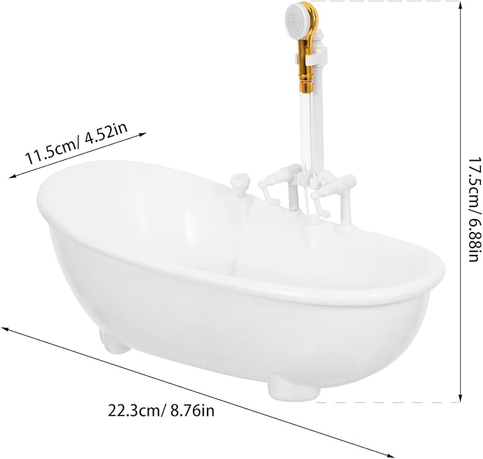 Toyvian Electric Water Spraying Bathtub Swimming Pool with Sprayer Without Battery for Doll (White)