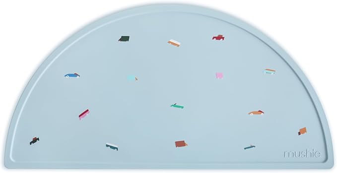 mushie Silicone Placemat for Kids | BPA-Free Non-Slip Design (Retro Cars)