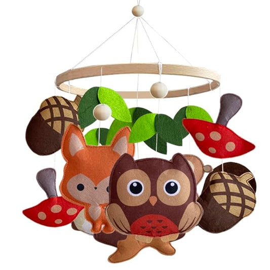 Felt Forest Animals with Owl and Fox Theme Baby Crib Mobile, Nursery Pendant Decoration(owl Mobile Hanger)