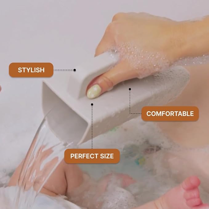 Parker Baby Bath Rinse Cup | BPA Free, Dishwasher Safe & Food Grade Bath Cup for Rinsing Hair | Holds 18oz | Quick-Dry, Sturdy & Perfect Size Baby Water Pourer in Neutral Colors