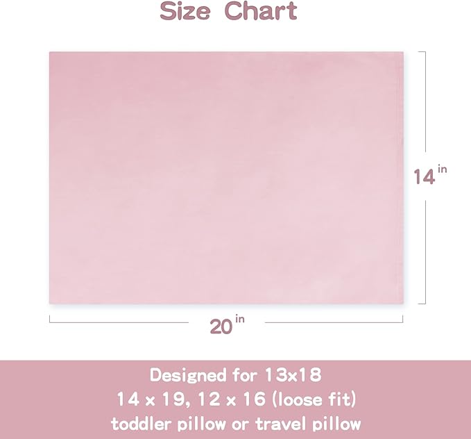 Organic Cotton Toddler Pillowcase 2 Pack, 14 x 20 Travel Pillow Case Cover for Babies, Kids, Boys and Girls, Soft and Breathable Small Pillow Cases with Envelope Closure, Pink