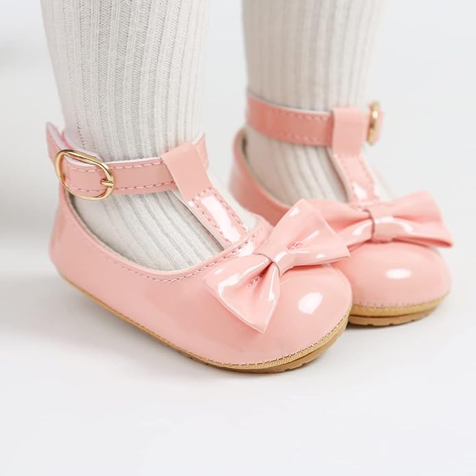 COSANKIM Baby Girls Mary Jane Flats Shoes Anti-Slip Rubber Sole Infant Toddler Princess Wedding Dress Shoes