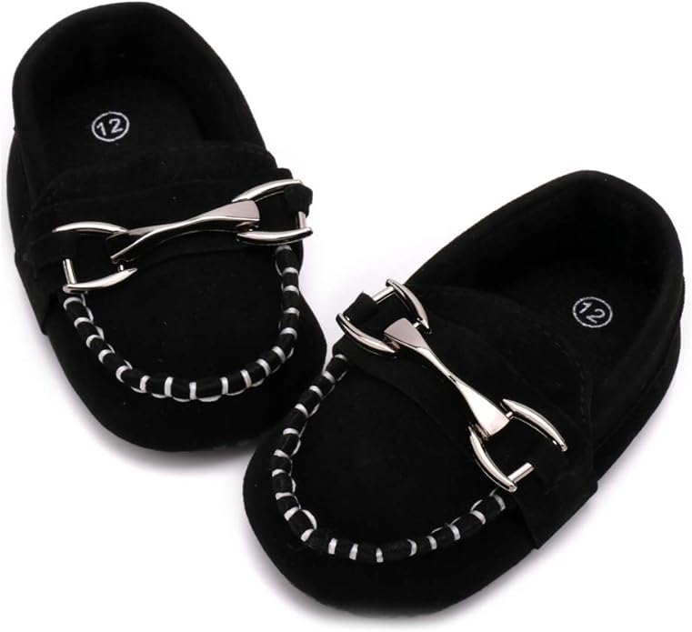LONSOEN Baby Girls Boys Loafers Prewalker Dress Crib Shoes