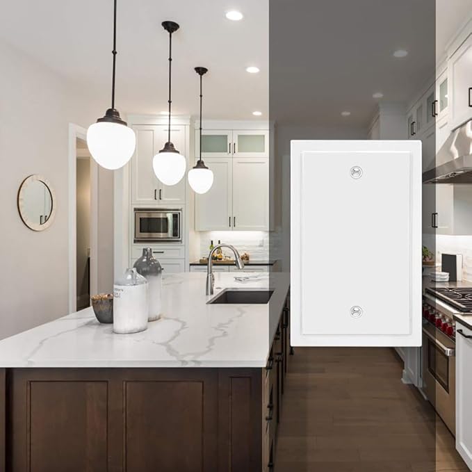 Modern Edge Decorative Wall Plate Switch Plate Outlet Cover, Durable Solid Zinc Alloy (Single Blank, 2 Pack, White)