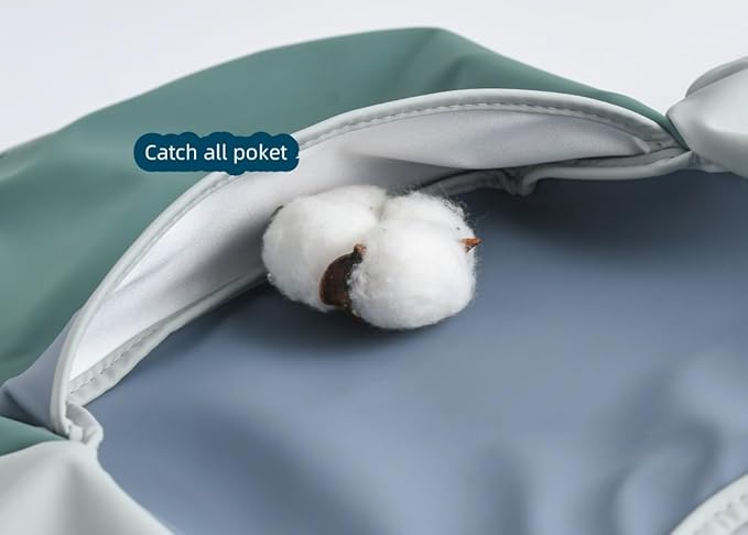 GZMM Waterproof Baby Bibs,Infant Toddler Long Sleeve Feeding Bib With Food Catcher,Wipe Clean & Washable