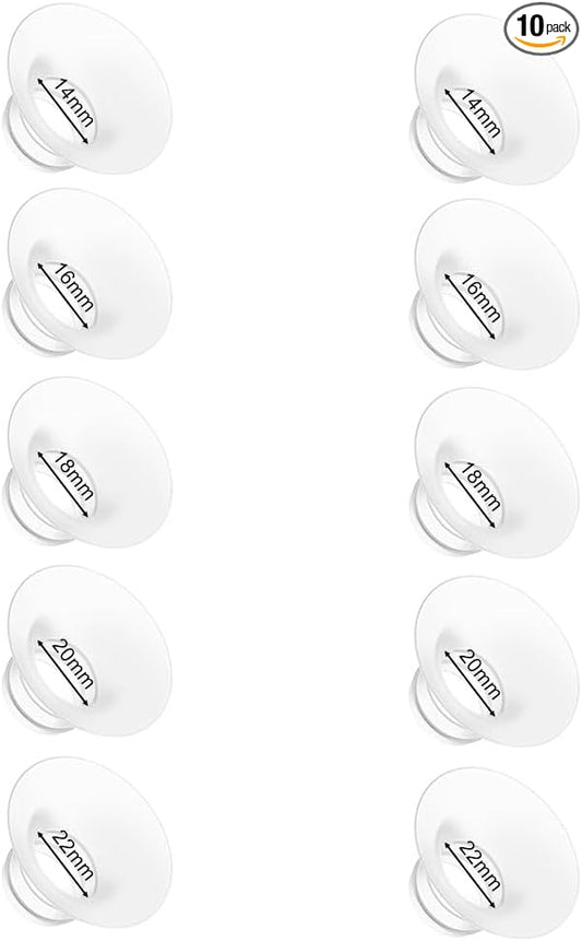 Flange Insert 14/16/18/20/22mm for Momcozy M9 M6 M5 V1 Pro V2 Pro S12 Pro S9 Pro, Compatible with Medela/Elvie/Spectra/Willow Go/eufy/Lansinoh Breast Pump, 10PCS