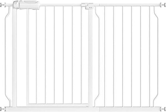 Fairy Baby Easy Step Safety Gates for Doorways Extra Wide Pet Gate for Dogs, 43.5 Inch to 48 Inch with Pressure Mounted Extention Kit, White