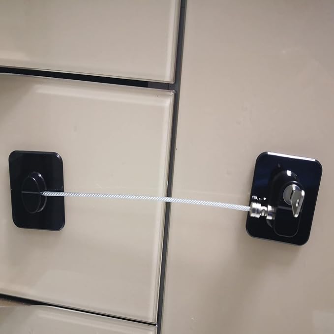 YEYA Upgraded Refrigerator Lock 2 Pack, Mini Fridge Lock for Kids, Child Safety Cabinet Doors