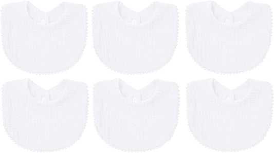 Nishine 6 PACK Muslin Baby Drooling Bibs for Unisex Boys Girls Cotton Absorbent Feedig Teething Bandana Drool Bibs Scarf Bibs