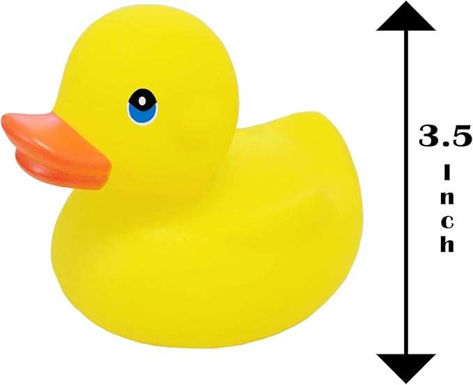 Yellow Rubber Duck Toy Duckies for Kids, Bath Birthday Gifts Baby Showers Classroom Incentives, Summer Beach and Pool Activity, 3.5" Inch (4-Pack)