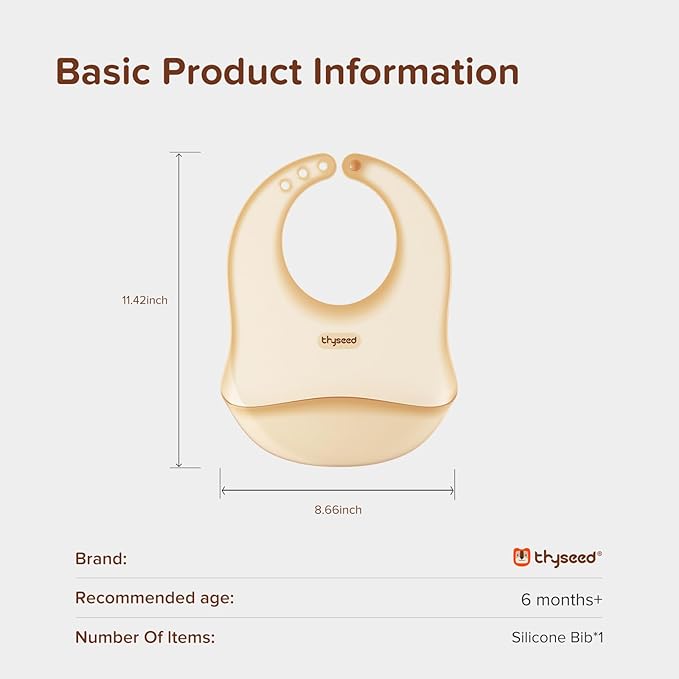 thyseed Ultra Thin & Light Waterproof Silicone Bibs for Babies Eating Toddler Feeding Silicon Food Catcher with Large Pouch