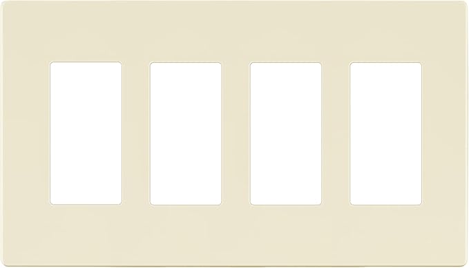 LIDER Matte Finish Decorator Switch Cover, Screwless Wall Plate, Mid-Size 4-Gang 4.88" x 8.58", Unbreakable Polycarbonate Thermoplastic, UL Listed, LSWP-34M-LA, Light Almond