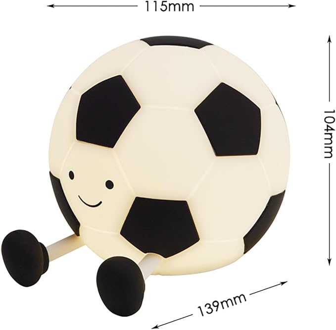 Soccer Night Light for Kids, Cartoon Soccer Lamp Squishy Silicone Baby Nursery Night Light With 3 Level Dimmable Rechargeable Bedside Lamp Nightlight Gifts for Kids Toddler Bedroom Home Office Decor