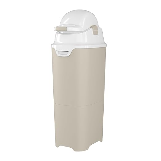Foundations Tall Diaper Pail with Airtight Lid - Durable & Odorless Diaper Disposal, Large Capacity, Holds up to 60 Newborn Diapers, Refill with Any Bags - Sand