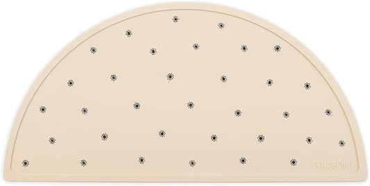 mushie Silicone Placemat for Kids | BPA-Free Non-Slip Design (Black Daisy)