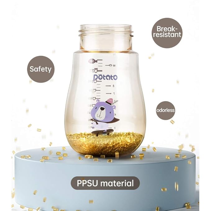 POTATO Sippy Cups For Toddlers with Straw Spill Proof, PPSU Learner Cup with Handle for Babies, Water Bottle for Baby 6 Months with 2 Type of Spout, 6 Ounce Green